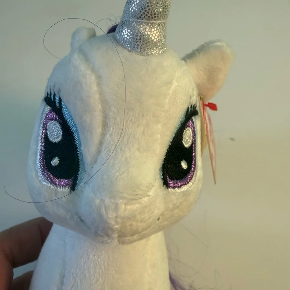 Hasbro Plush Beanie Baby My Little Pony “Rarity” Unicorn Toy - White and Purple